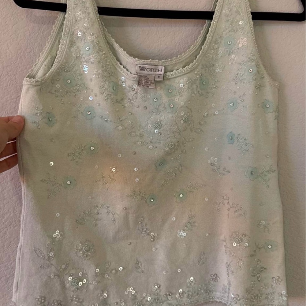 Mint Green Sequin Embellished Beaded set